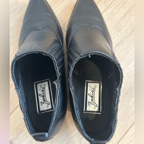 Y2K Zodiac Western Point Toe Shootie Bootie 8 Black Suede Leather Ankle Boot - Picture 5 of 9